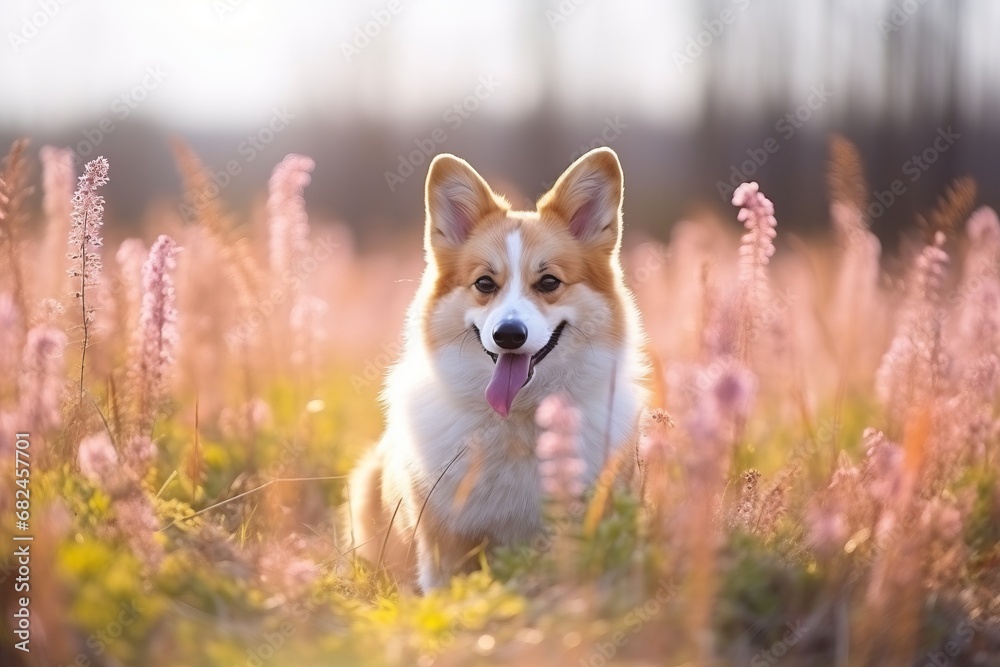 the dog Corgi is smiling