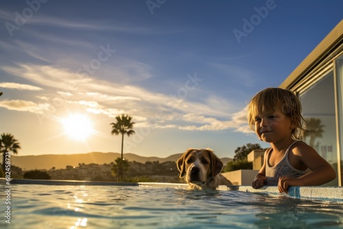 children are swimming in the pool