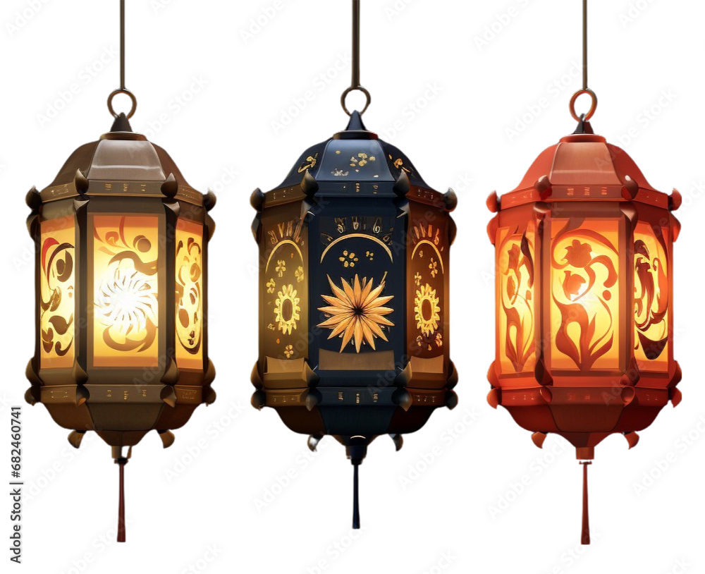 Lampiony świąteczne różne style na przezroczystym tle PNG. - obrazy, fototapety, plakaty 