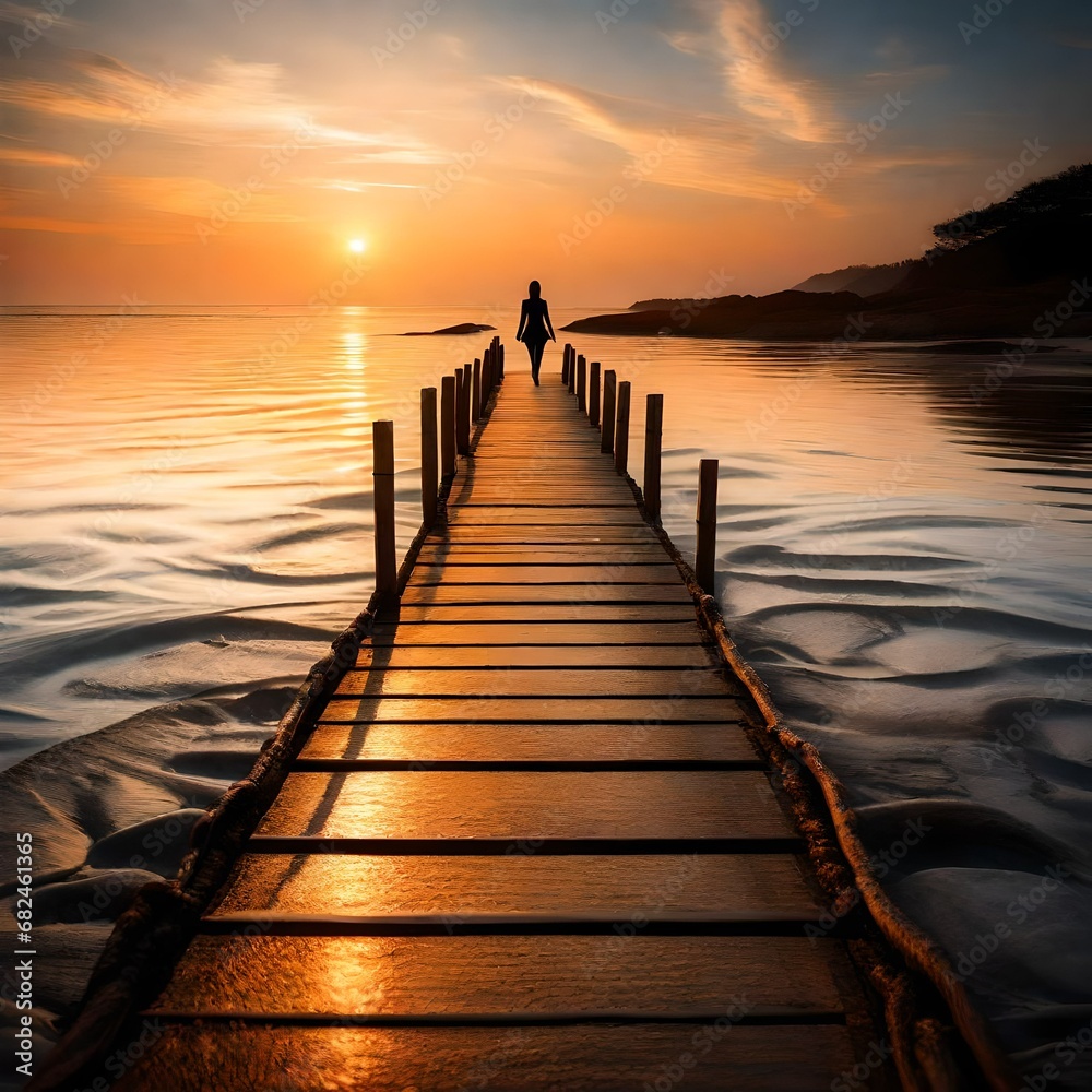 Obraz premium sunset on the pier