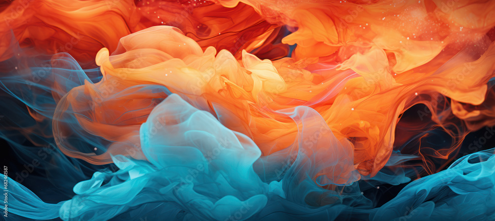 Abstract Blue and Orange Flame with Fluid Networks