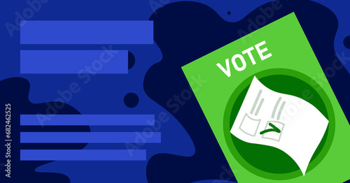 Vote sheet with check mark. Flat, color, vote form with green checkmark, vote icon for design, template for data. Vector illustration