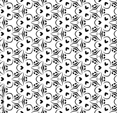Black seamless abstract pattern. Overlay for background and backdrop. Ornamental design. PNG graphic illustration with transparent background. © Jozsef