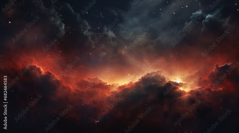 Space background with planets. Panoramic view of space and stars. Nebula made of space debris. - obrazy, fototapety, plakaty 