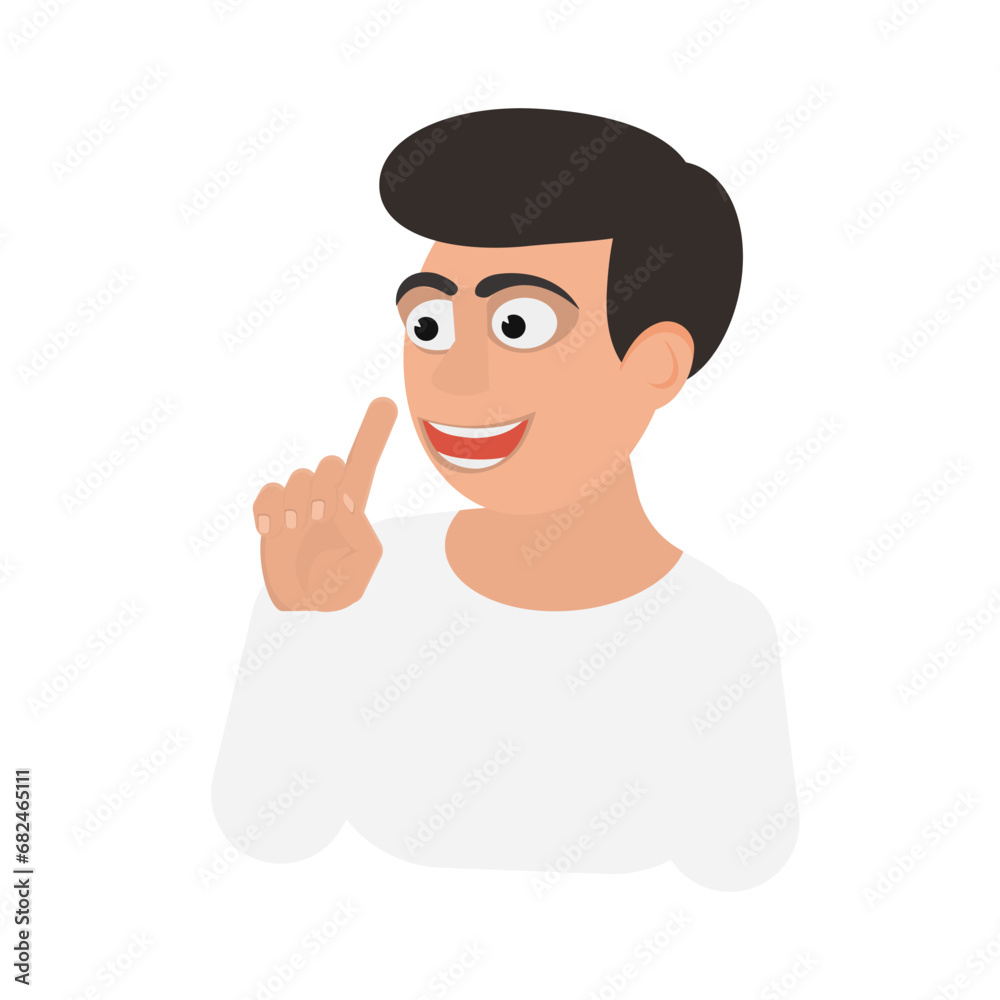 Sign of silence. Man with an index finger at his mouth, vector illustration Sign of silence. Man with an index finger at his mouth, vector illustration