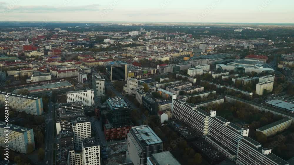 Wroclaw Poland top view panorama of the city from a bird's eye view Wroclaw Poland top view panorama of the city from a bird's eye view