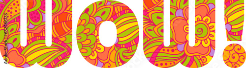 Wow. Hippie style vector expression text icon..
