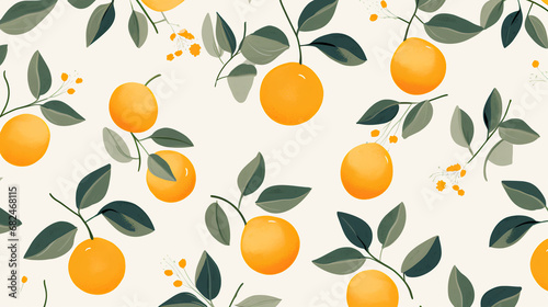 Oranges on a wide-angle panoramic white background. Generative AI