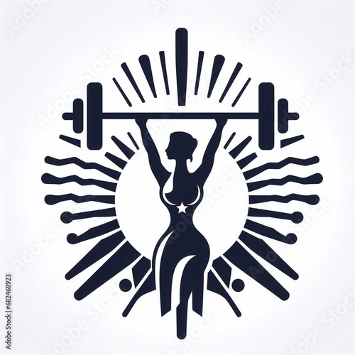 woman lifting weights, gym logo