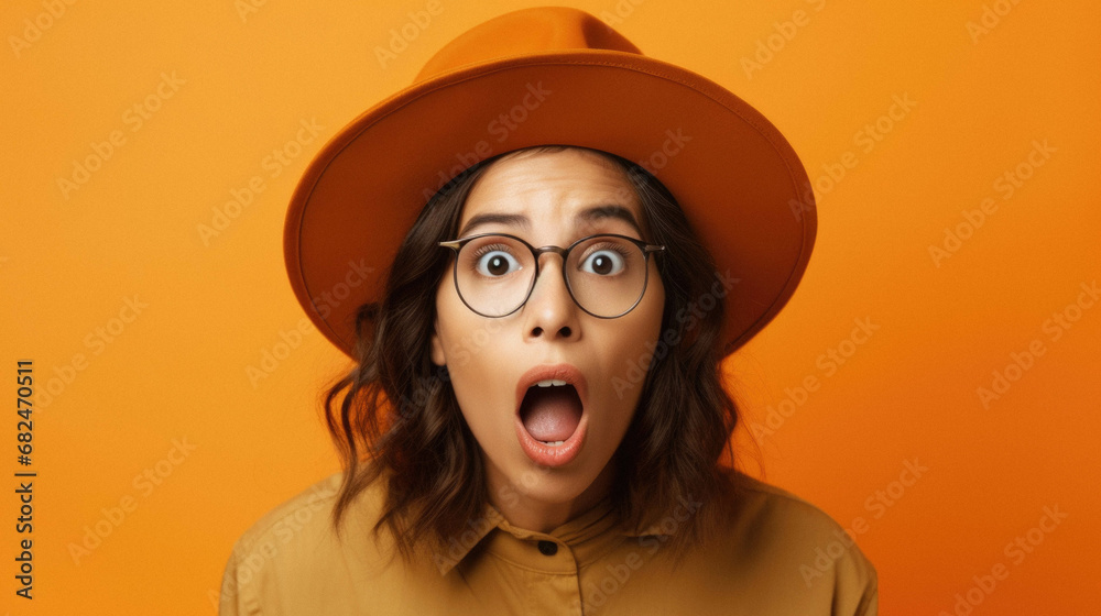 Young beautiful hispanic woman wearing glasses and hat afraid and shocked with surprise expression, fear and excited face. Young beautiful hispanic woman wearing glasses and hat afraid and shocked with surprise expression, fear and excited face.