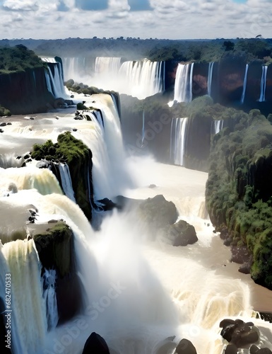 Drone view of IGUAZÚ FALLS (IGUASSU FALLS) Puerto Iguazú, Argentina / Foz do Iguaçu, Brazil photo
