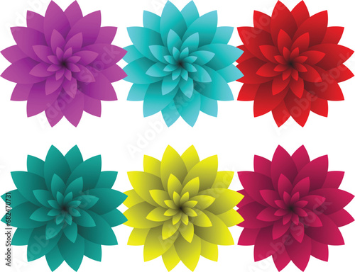Pack of colored flowers vector isolated