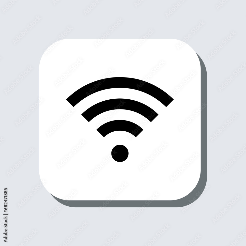 Wi Fi icon vector. Wireless sign symbol in trendy flat style. Wifi vector icon illustration in square isolated on gray background