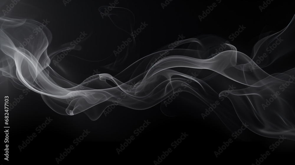 White smoke isolated against a dark backdrop.