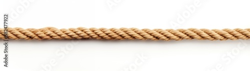 rope isolated on white background. Long rope cord stretched straight