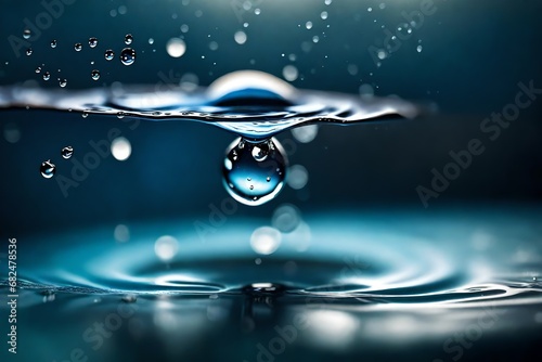 A macro shot of a droplet splashing into a pool of water