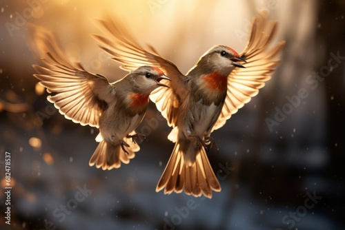 Winter Birds in Flight - Generative AI