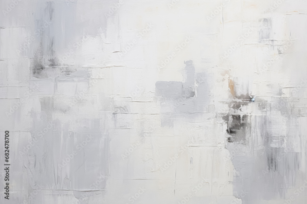 Fototapeta premium Modern abstract white painting with textured brush strokes and subtle grey and beige accents, perfect for minimalist decor.