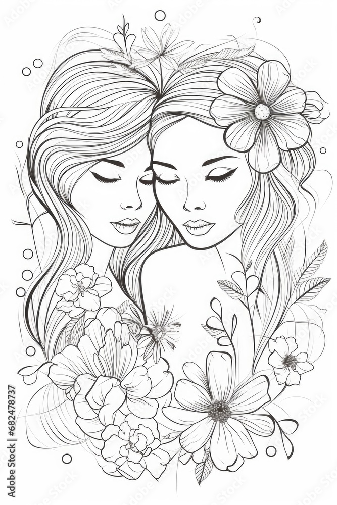 Two women with flowers in their hair