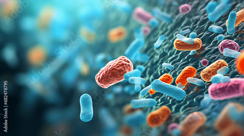 Bacterias vistas a través de un microscopio photo