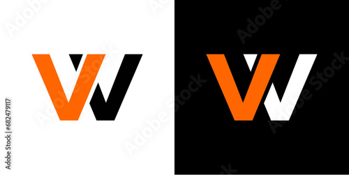 W alphabet letter vector symbol logo with combination photo