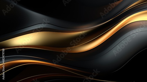 3D black and gold smooth wave background © BrandwayArt
