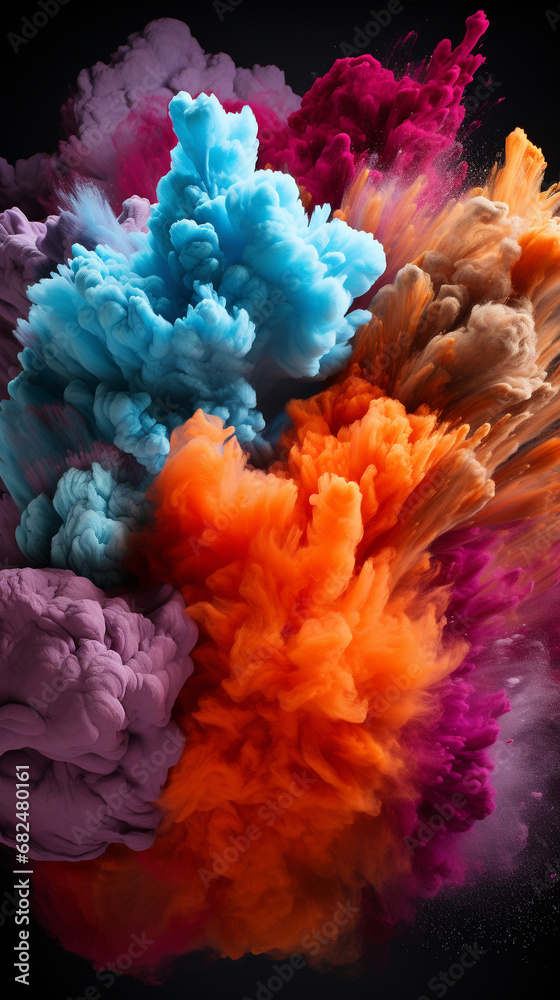 Obraz premium Multitonal explosion of bright, colourful powder.