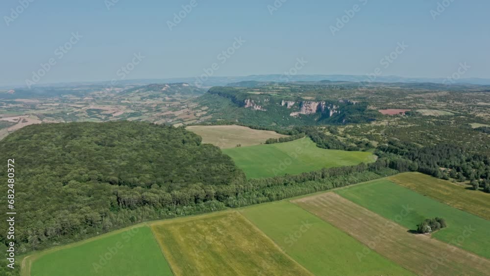 Aerial view of lush French countryside rich greenery of rural farmlands Aerial view of lush French countryside rich greenery of rural farmlands
