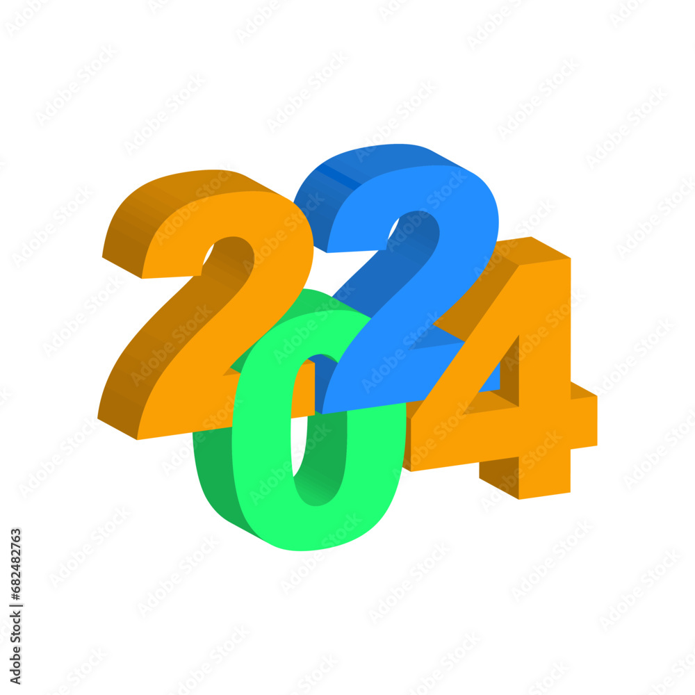 2024 happy new year 3d vector illustration eps 2024 happy new year 3d vector illustration eps