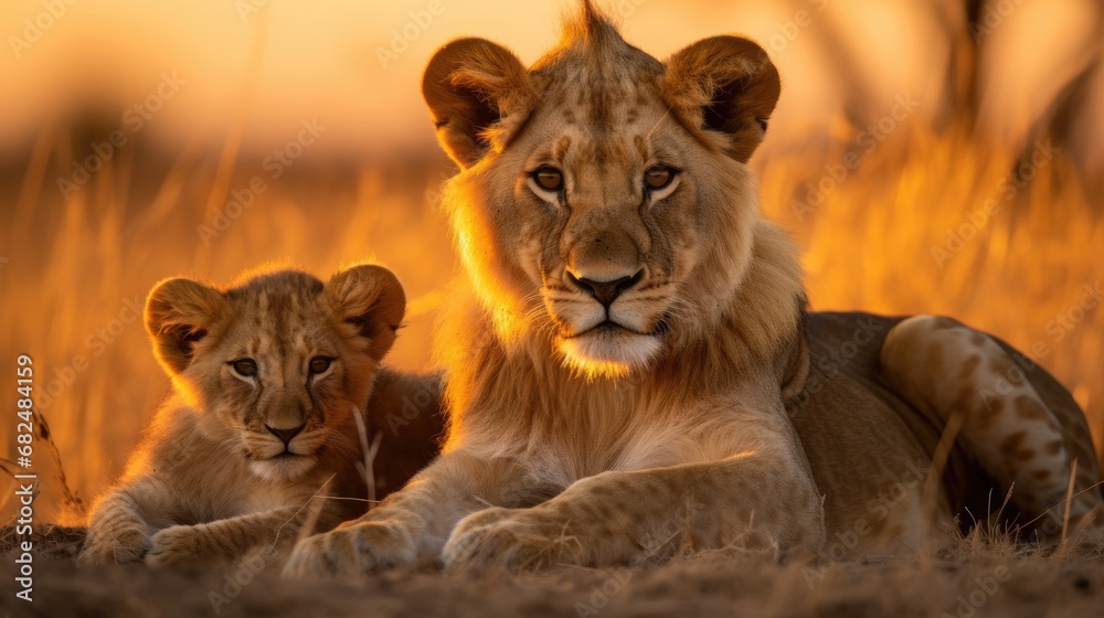 A pride of lions on the African savannah A pride of lions on the African savannah