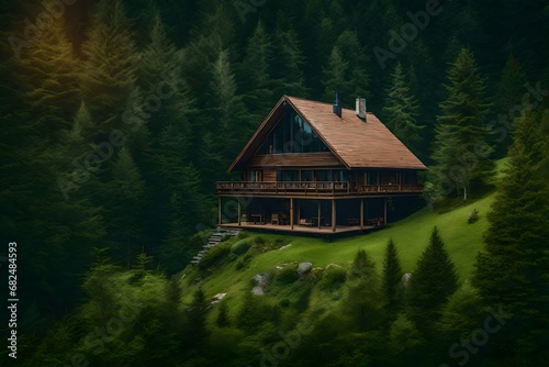 a home in forest, with lumenious view