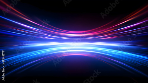 Technology concept art of colorful neon gradient lines symbolize high speed of big data streams