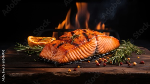 Close up of delicious grilled salmon