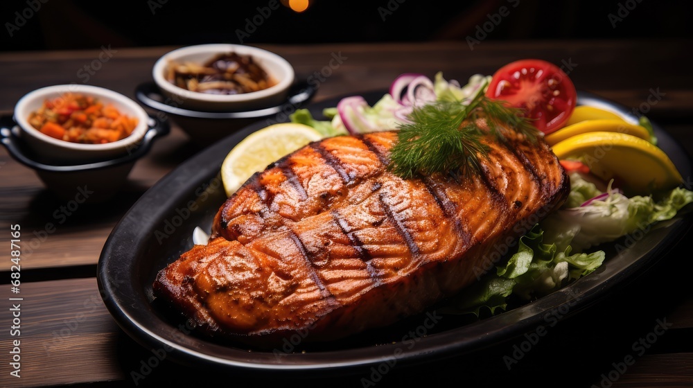 Close up of delicious grilled salmon