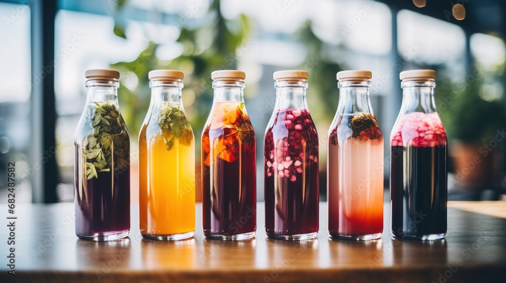 Generative AI, Homemade fermented kombucha drink, healthy tea, natural probiotic flavored drink Generative AI, Homemade fermented kombucha drink, healthy tea, natural probiotic flavored drink