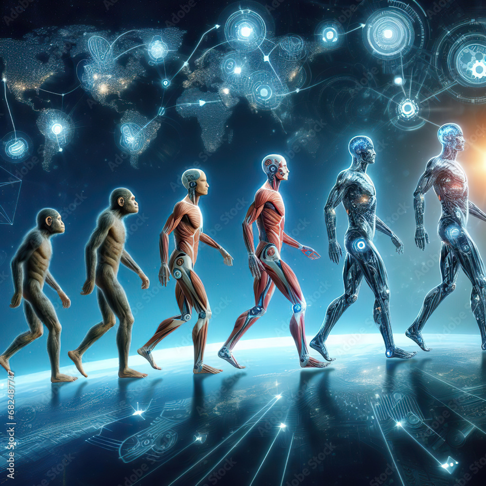Evolution of the human race. From the past to the future. Stock ...