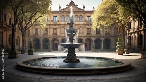 an image of a majestic fountain in front of a historic building