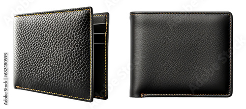 black leather wallet mockup with transparent background, generative ai