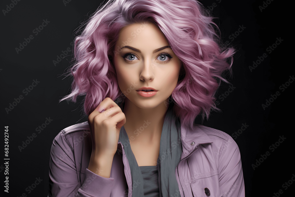 Fototapeta premium portrait of a woman, purple hair