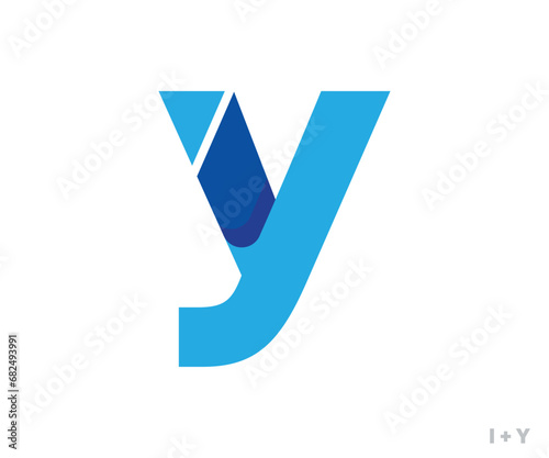 IY and YI abstract letter logo, Sky and Blue Color template.