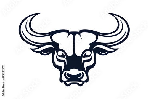 Bull logo. a bull s head with large horns on a background. Bull logo for stickers and business. Aggressive Bull logo. Bull Icon.