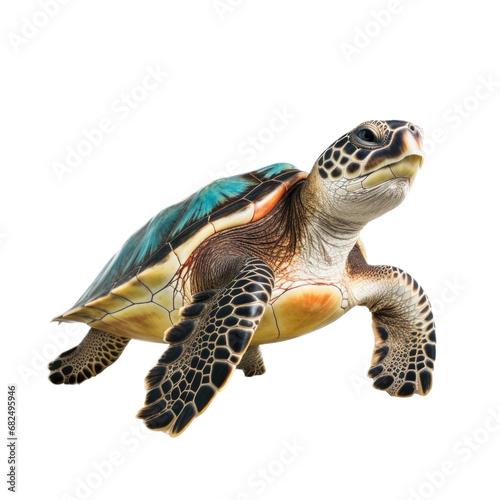  a Green Sea Turtle swimming, in motion in a PNG, in an Aquatic-themed, isolated, and transparent photorealistic illustration. Generative ai