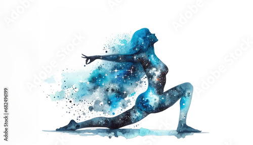 Fotografie, Obraz Abstract watercolor illustration of woman doing yoga pose