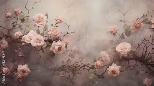 Watercolor  hazy  abstract of delicate pink flowers  design for photo studio background