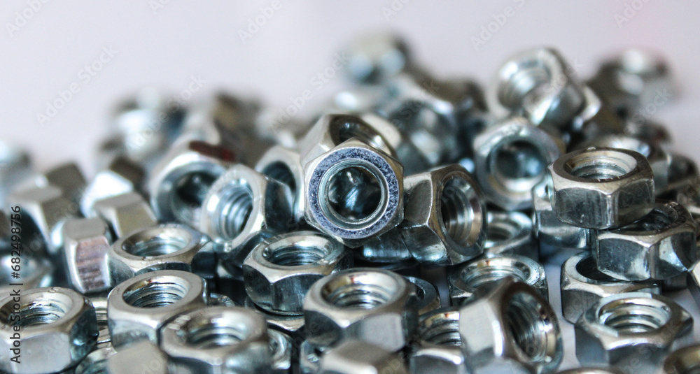 Nuts in random arrangement - hardware in detail Nuts in random arrangement - hardware in detail