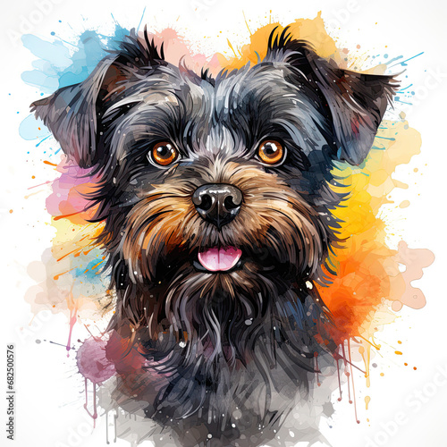 watercolor Affenpinscher clipart, Generative Ai