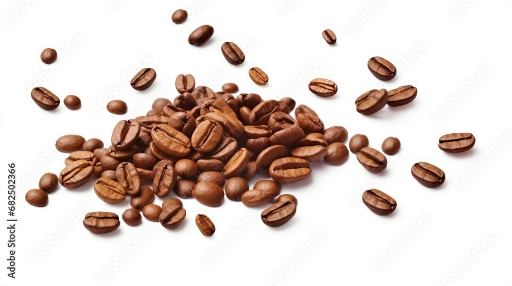 Obraz premium Falling coffee beans isolated on white background with clipping path