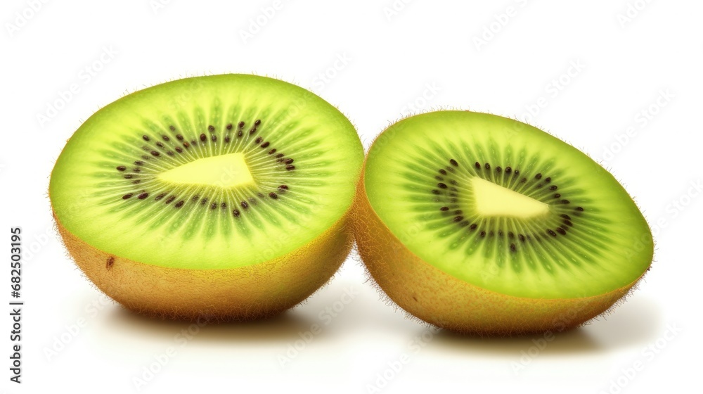 Fototapeta premium Kiwi fruit two slice isolated on white background. Clipping Path. Full depth of field.
