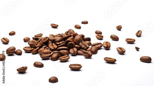 Falling coffee beans isolated on white background with clipping path