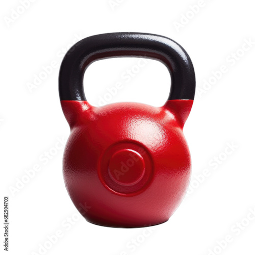 a Red kettlebell in a side view in an isolated and transparent PNG in a fitness-themed, photorealistic illustration. Generative ai